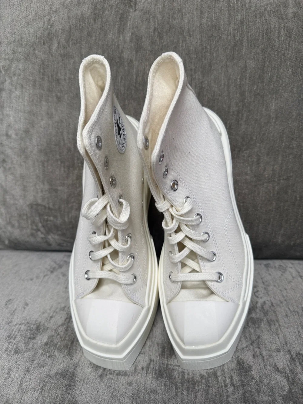 Women’s High-Top Platform Sneakers - Cream Lace-Up Converse All Stars Wedge Sz 9